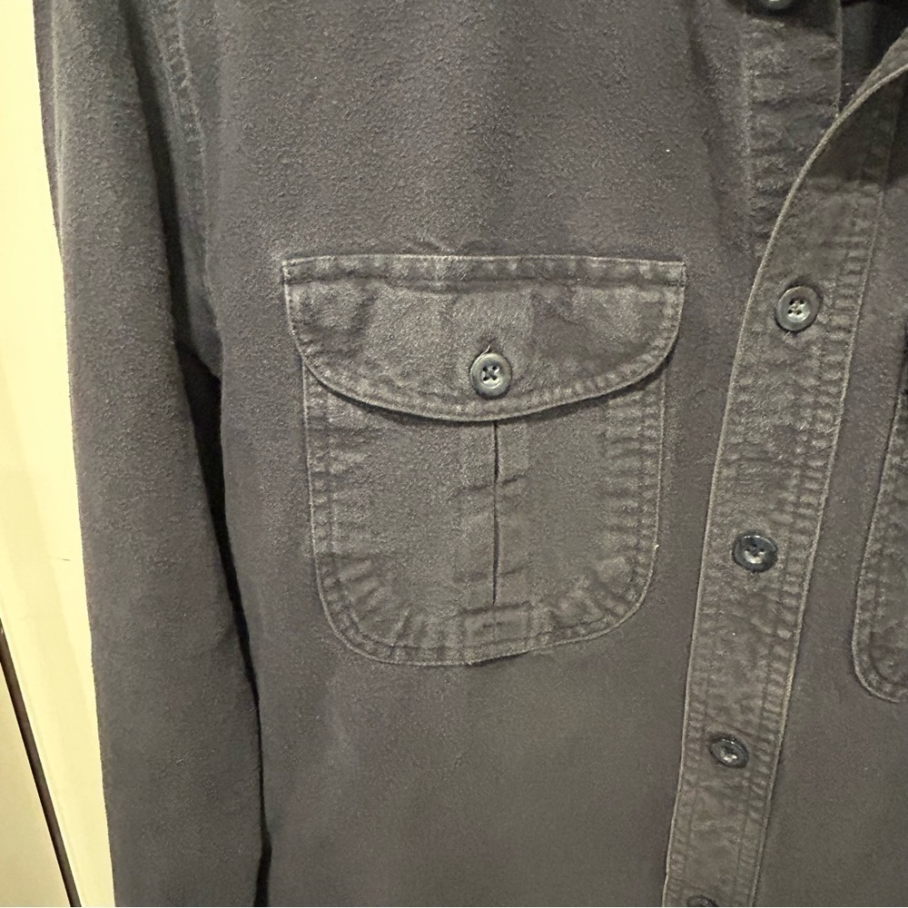 Cabela's Mens Blue Deerskin Soft Chamois Cotton Button Down Casual Shirt, Medium - Picture 3 of 10